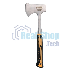 Топор Denzel цельнометаллический, 600 г, двухкомпонентная обрезиненная рукоятка, прямой хват