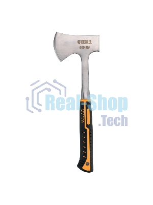 Топор Denzel цельнометаллический, 600 г, двухкомпонентная обрезиненная рукоятка, прямой хват