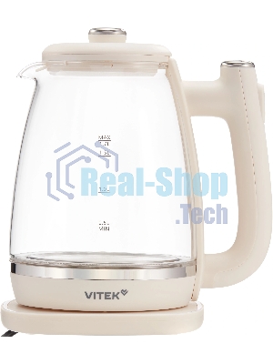 Чайник электрический Vitek VT-WK1072 1.7л. 1800Вт слоновая кость корпус: стекло