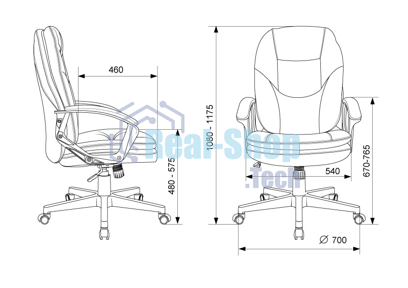 Кресло руководителя Бюрократ CH-868N Leather Venge черный, искусственная кожа, крестовина пластик