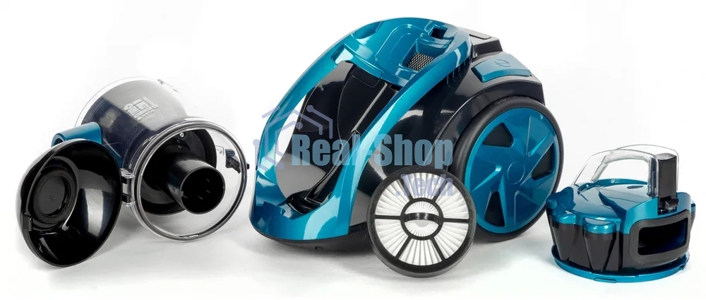 Пылесос Eurostek EVC-3001 синий, 400/2200 Вт, уборка сухая, пылесборник контейнер 2.5 л