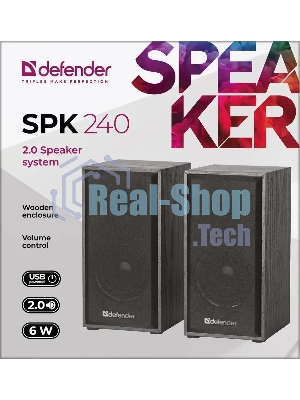 Акустическая система Defender SPK-240 2.0 черный (2x3 Вт, USB пит, раз. д. науш.)