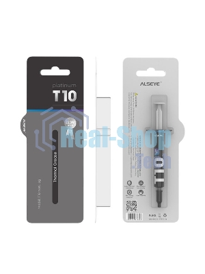 Термопаста ALSEYE T10 Thermal conductivity: 13.9W/m-k Color: Gray Conductivity: non-conductive specific gravity: 2.7g/cm³@25℃ Capacity: 1.2мл Weight: 2G