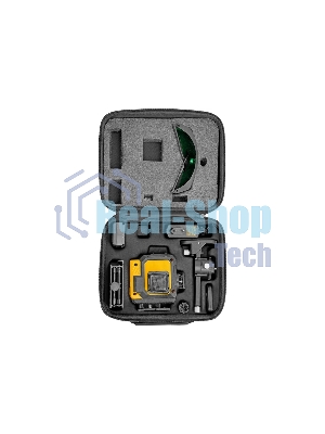 Лазерный уровень мультипризменный Denzel DLV-360-3C, 30 м, зеленый луч, Li-Ion 2,4 Aч, кейс