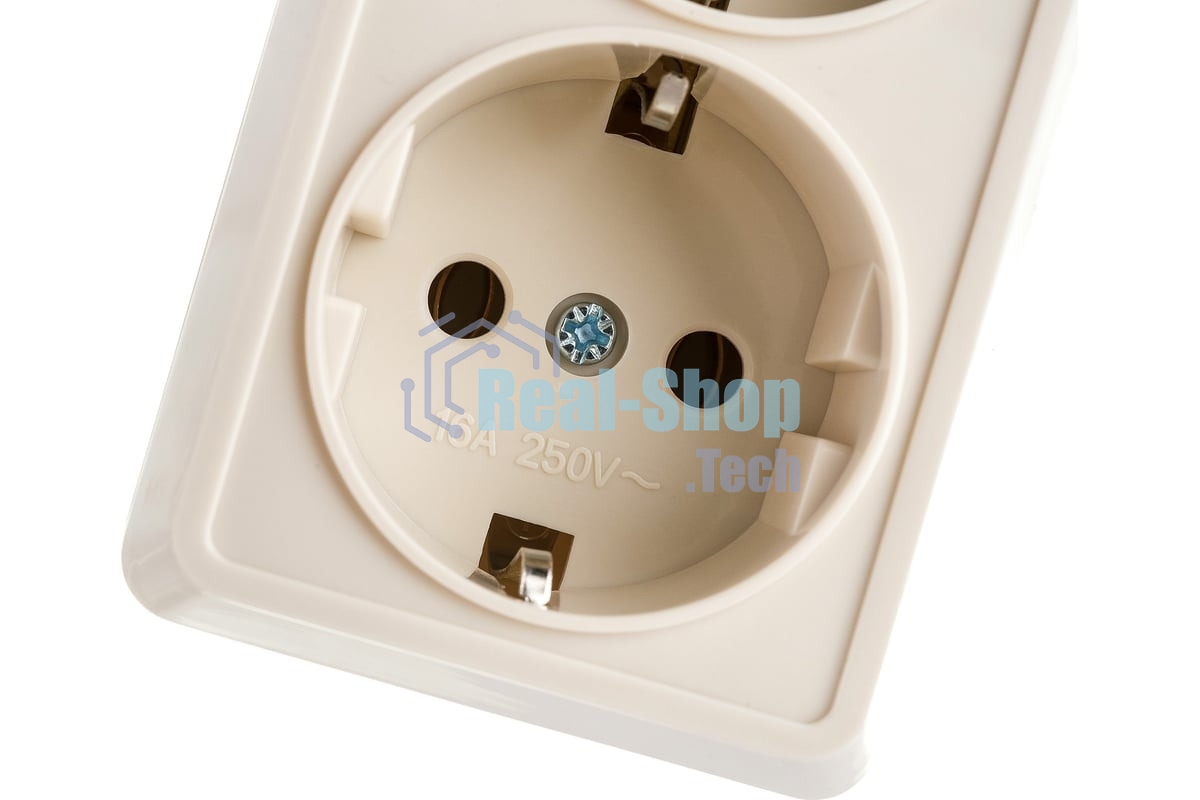 Розетка 3-м ОП Октава 16А РС23-3-ОК с заземл. крем. ИЭК ERO31-K33-16-DC