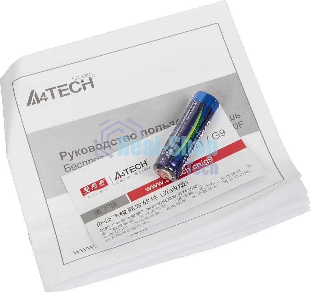 Мышь беспроводная A4Tech G9-500F черный, 1200 dpi, радиоканал, USB, кнопки - 4
