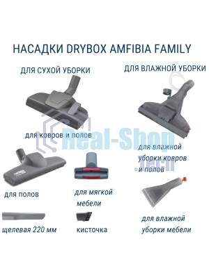 Пылесос моющий Thomas DRYBOX AMFIBIA FAMILY черный/бирюзовый, 325/1700 Вт, уборка влажная/сухая, пылесборник контейнер 2.6 л