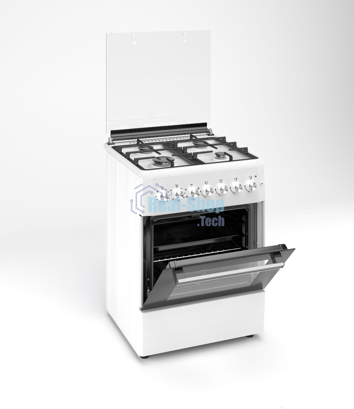 Комбинированная плита REEX RPH-60 K WH 4 Газовые конфорки Электрическая духовка