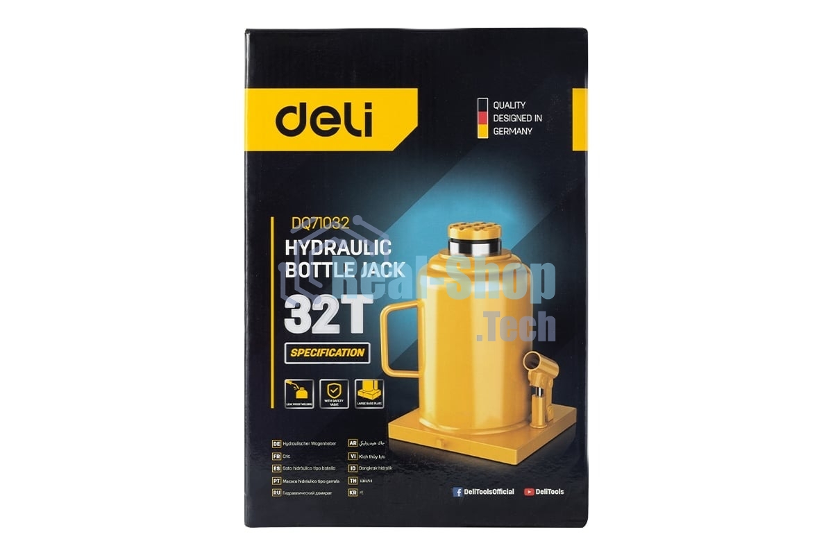 Домкрат бутылочный гидравлический Deli DQ71032 макс.грузоподъемность 32 т