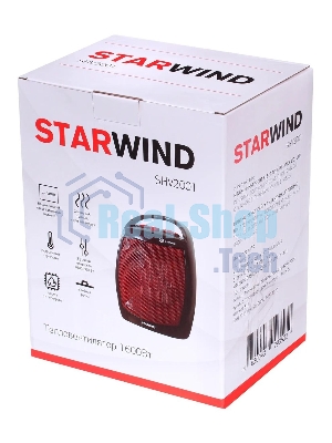 Тепловентилятор Starwind SHV2001, черный/красный, 1600 Вт, 15 м2, термостат