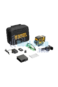 Лазерный уровень мультипризменный Denzel DLV-360-3C, 30 м, зеленый луч, Li-Ion 2,4 Aч, кейс