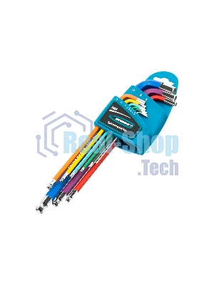 Набор ключей Gross 16400 имбусовых hex 1.5–10мм s2 9шт магнит экстра-длин. с шаром хром/краска