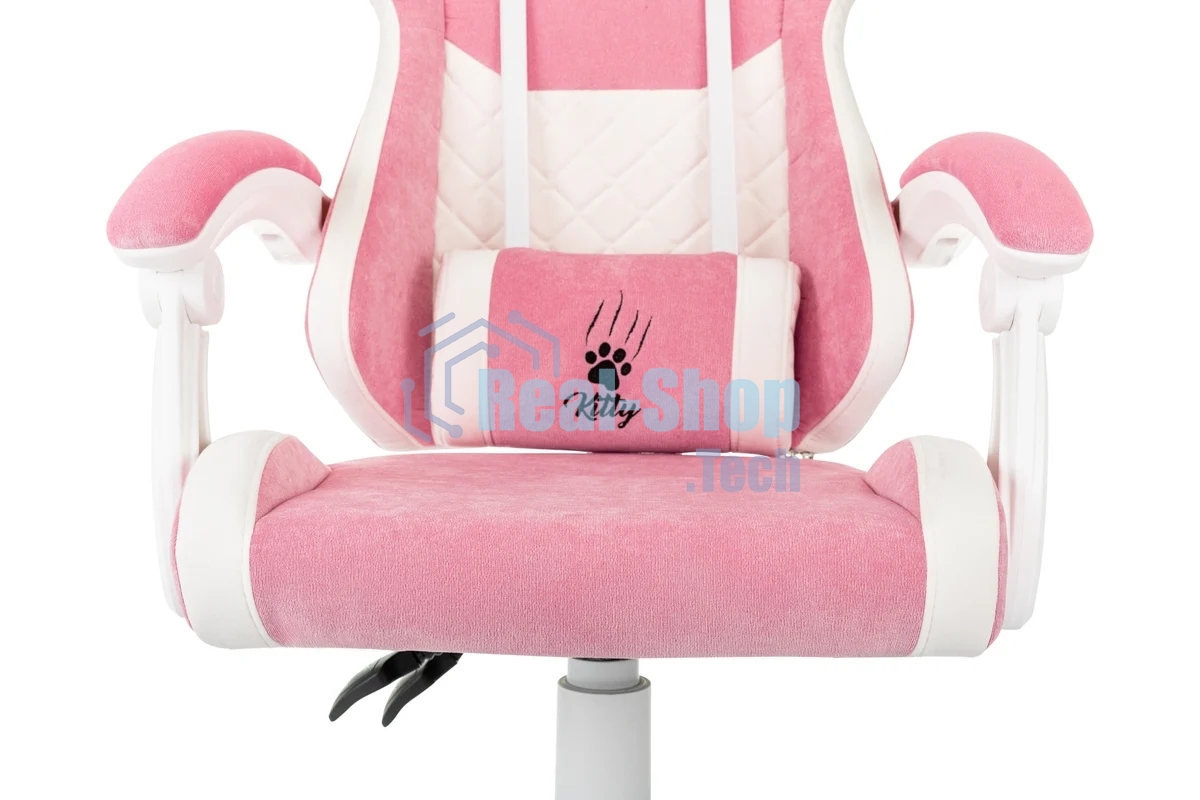 Кресло игровое Knight Kitty W розовый/молочный крестов. пластик белый