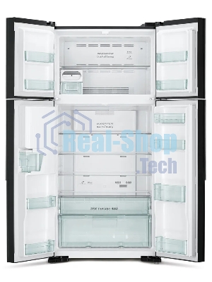 Холодильник Hitachi R-W660PUC7 GBK черный двухкамерный 396/144л морозилка сверху, No Frost, Side by Side