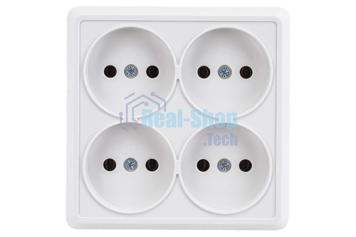 Розетка 4-м ОП Октава 10А IP20 без заземл. белый ИЭК ERO40-K01-10-DC