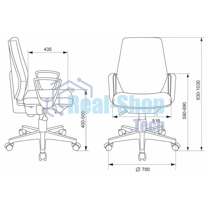 Кресло компьютерное Бюрократ CH-545 черный 38-418, крестовина пластик