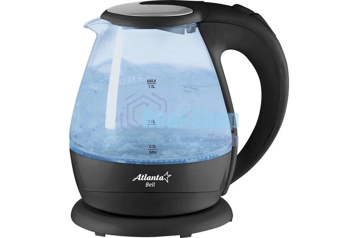 Чайник электрический Atlanta ATH-2460 черный стеклянный