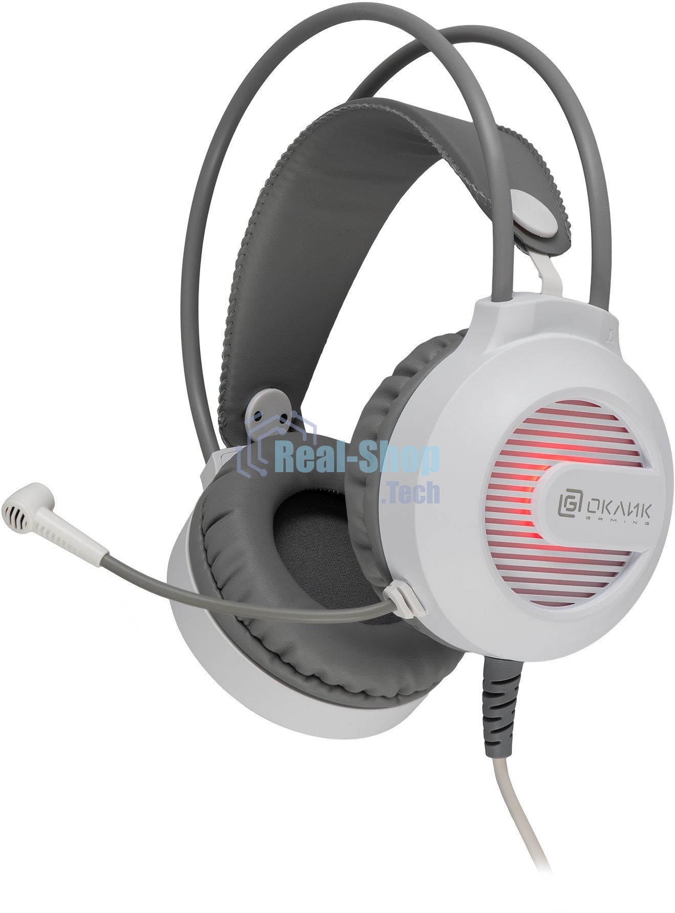 Гарнитура проводная с микрофоном Оклик HS-L300G White белый 2.2м мониторные USB оголовье (1796952)