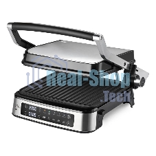 Гриль электрический BQ GR1008 Metallic Gray. Мощность:2200 Вт, Съемные пластины, Сенсорное управление, Две съемные пластины из литого алюминия с антипригарным покрытием, 5 автоматических режимов и возможнсть индивидуальной настройки, Крышка прибора открыв