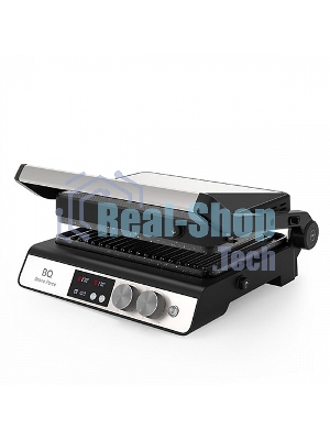 Гриль электрический BQ GR3002 черный/стальной. Мощность:2000 Вт/STONE Non-Stick Мраморное антипригарное покрытие/Съемные панели легкая очистка/3 в 1 гриль, барбекю, духовка/ГРИЛЬ жарьте стейки и бифштексы ребрышки и крылышки/БАРБЕКЮ обжаривайте ломтики мяса, птицы и овощей на открытых панелях/ДУХОВКА запекайте мясо и овощи, готовьте торты и бисквиты, используя форму из фольги или противень/Электронное управление/