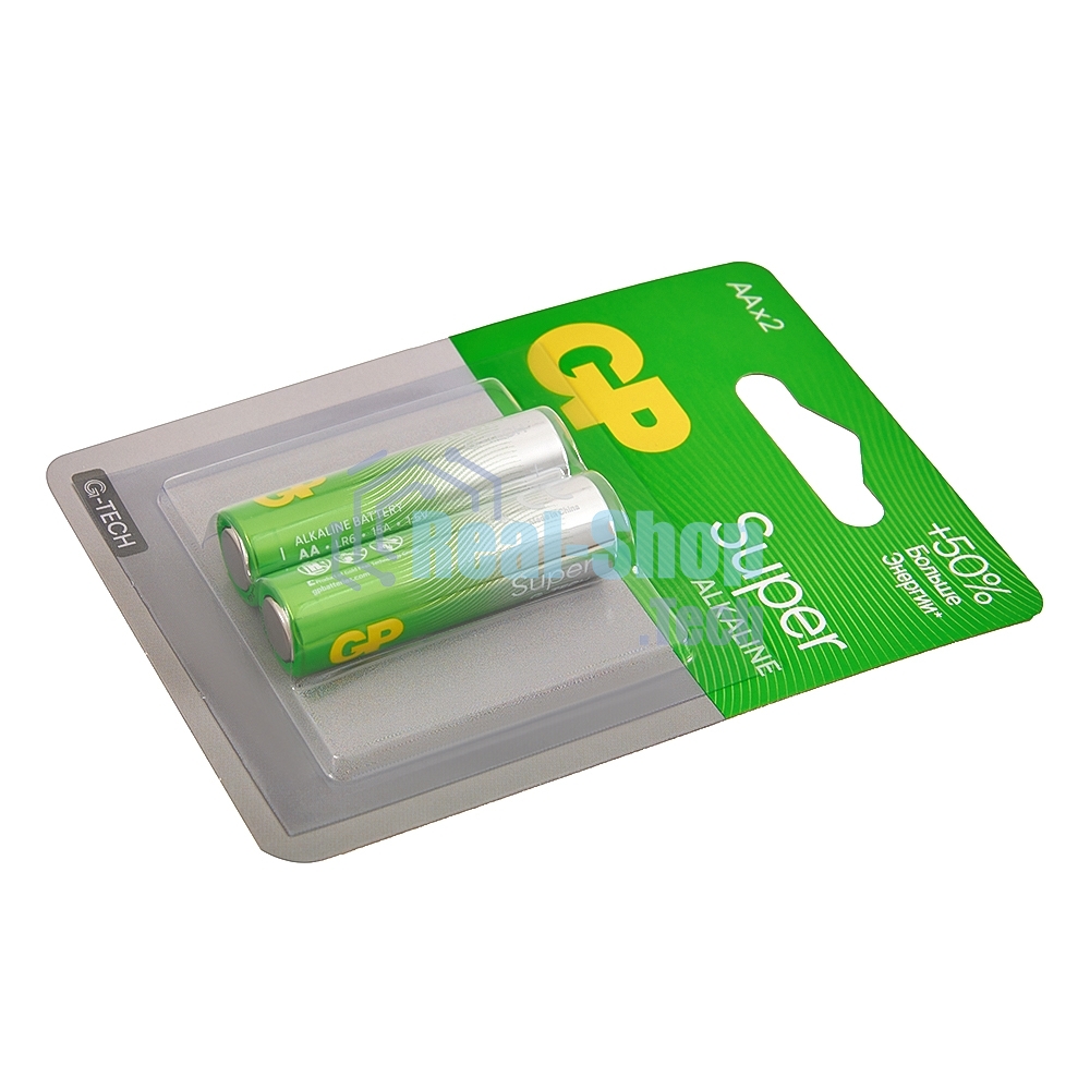 Алкалиновые батарейки GP Super Alkaline G-Tech 15А АA - 2 шт. на блистере