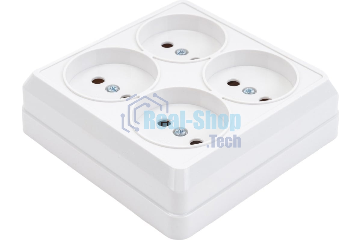 Розетка 4-м ОП Октава 10А IP20 без заземл. белый ИЭК ERO40-K01-10-DC