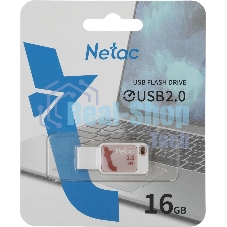 Флешка USB Netac UA31 (NT03UA31N-016G-20P), 16Gb, USB 2.0, R/W 110/45, розовый/белый