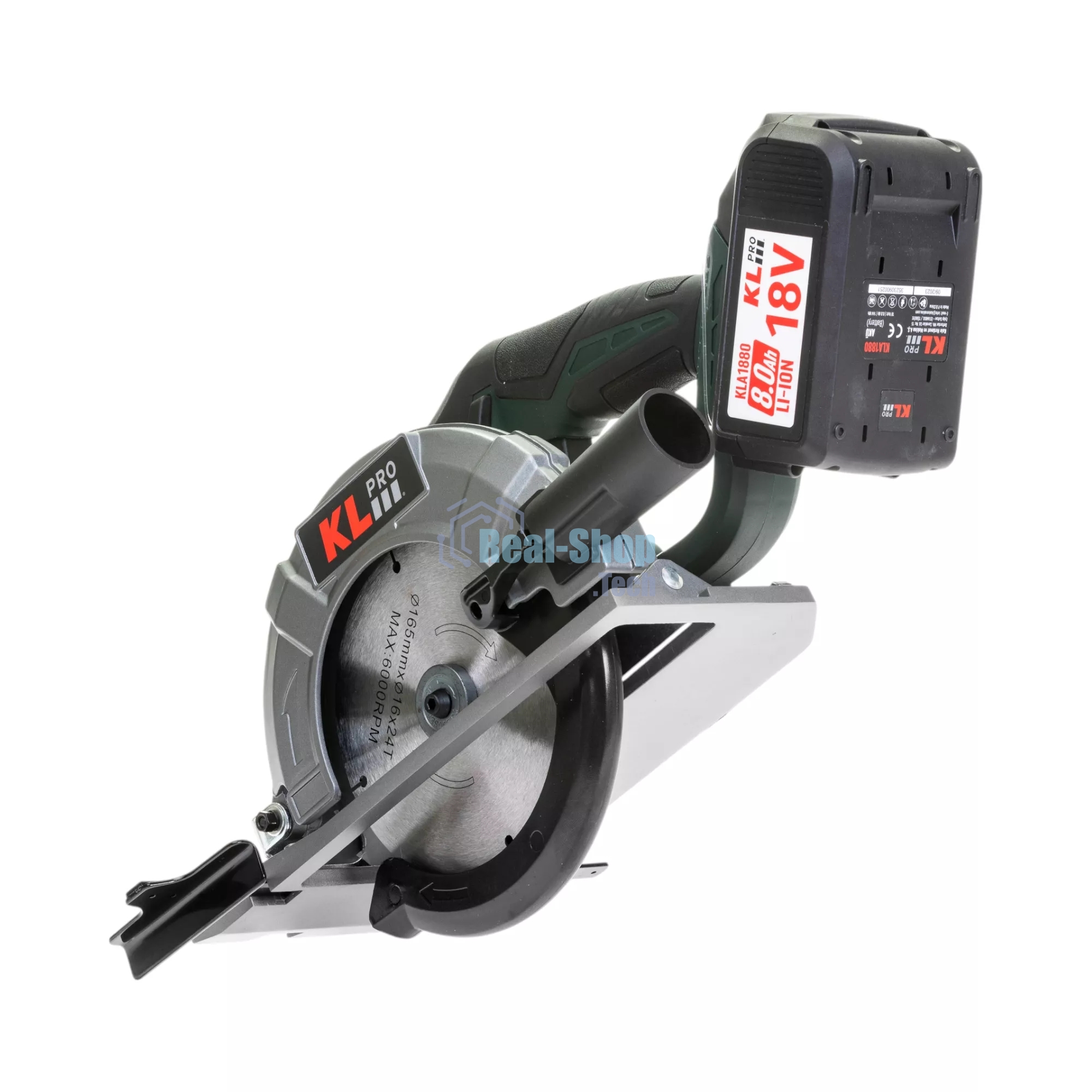 Профессиональная пила циркулярная бесщеточная KLPRO KLDAT18B-80 (18 В/8,0 А·ч, 3650 об/мин, 165мм)