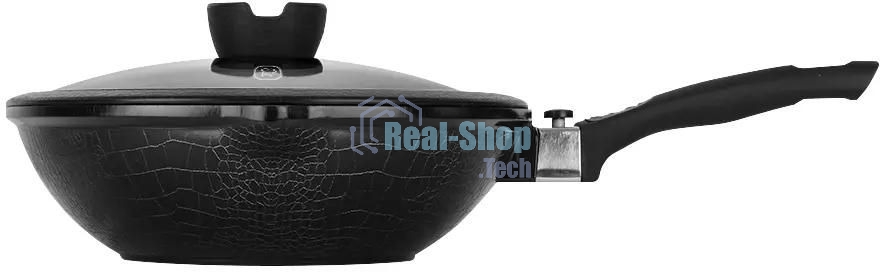 Сковорода ВОК Rondell Escurion RDA-870, 28 см, съемная ручка, с крышкой, черный