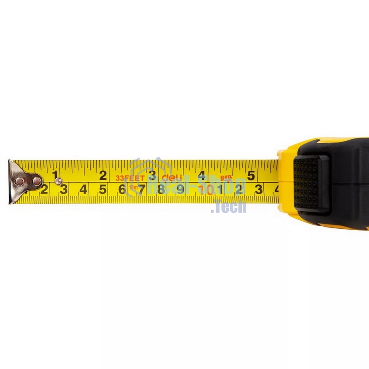 Рулетка Deli DL3799 10мx25мм, Автостоп, ударопрочный корпус, метрическая