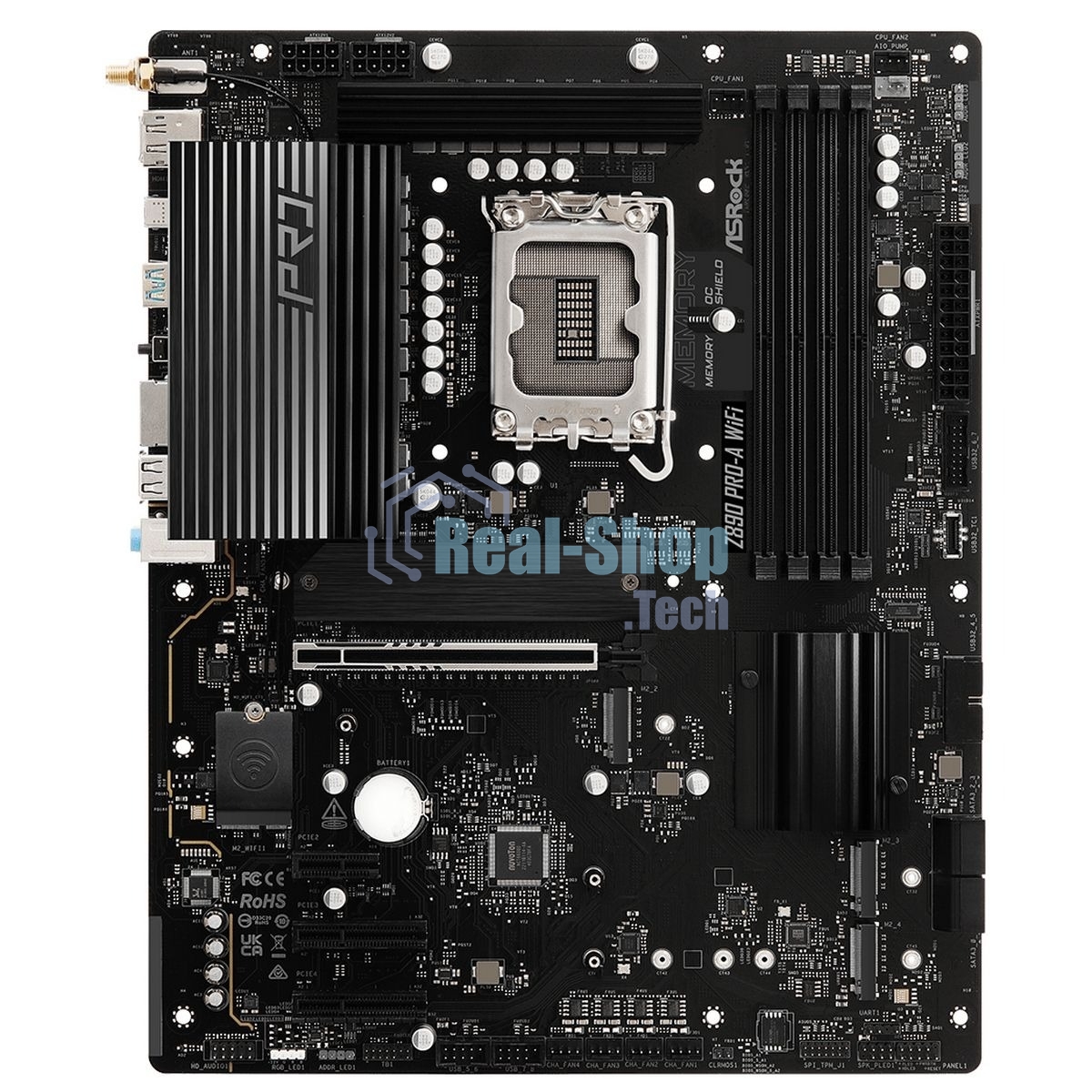 Материнская плата ASRock Z890 PRO-A WIFI, LGA 1851, Intel Z890, 4xDDR5, 4xSATA, 4xM.2, 1xPCIe 5.0 x16, 2xPCIe 4.0 x4, 1xPCIe 4.0 x1, 1xHDMI, 1xDP, 1xThunderbolt 4, 1x2.5Gb LAN, 4xUSB-A 3.2 Gen 1, 2xUSB-A 3.2 Gen 2, 1xUSB-C 3.2 Gen 2, 2xUSB-C Thunderbolt 4, 7.1, 3x3.5 мм, ATX