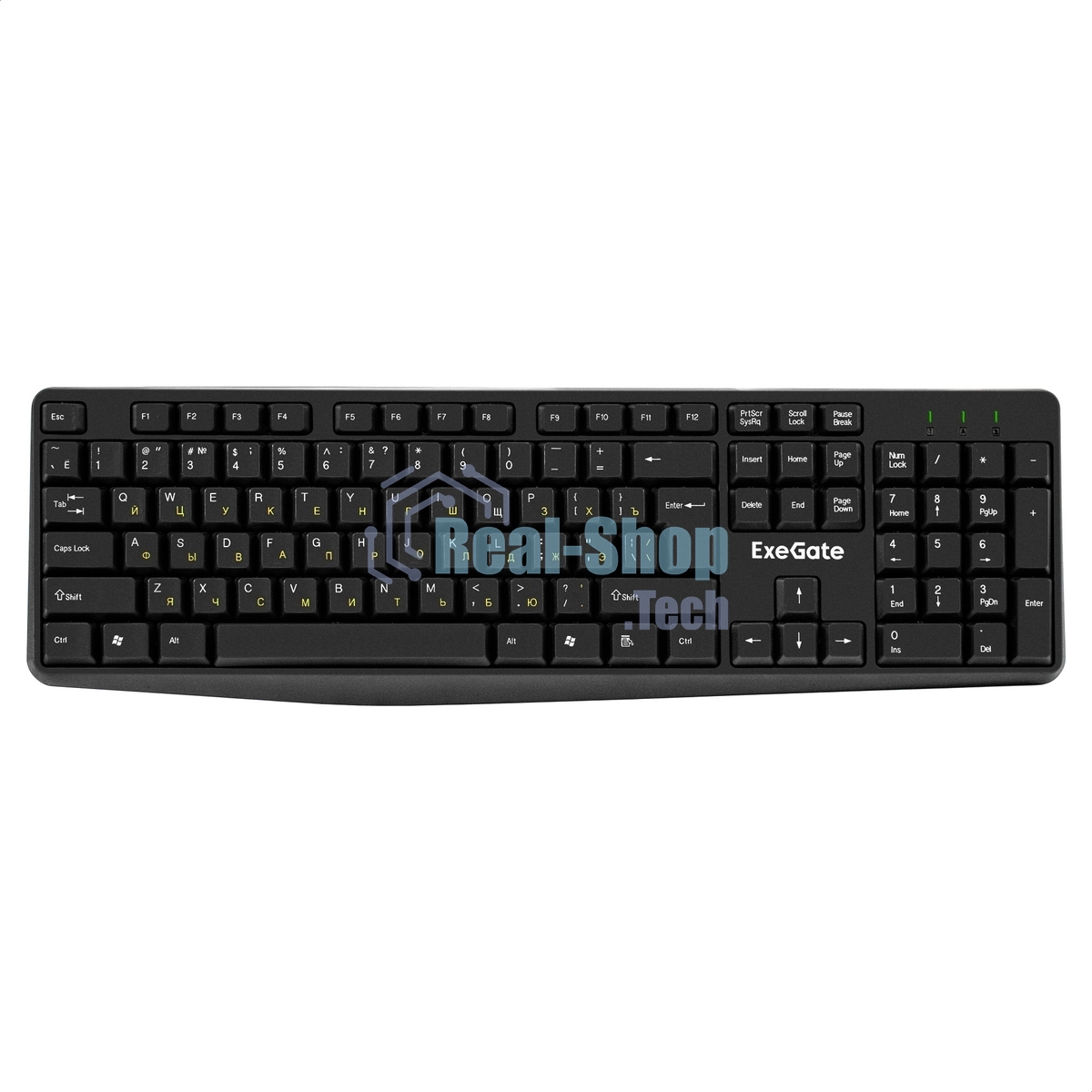 Клавиатура проводная ExeGate EX298364RUS Smart K120 (USB, полноразмерная, влагозащищенная, 104кл., Enter большой, длина кабеля 1,6м, черная, RTL)