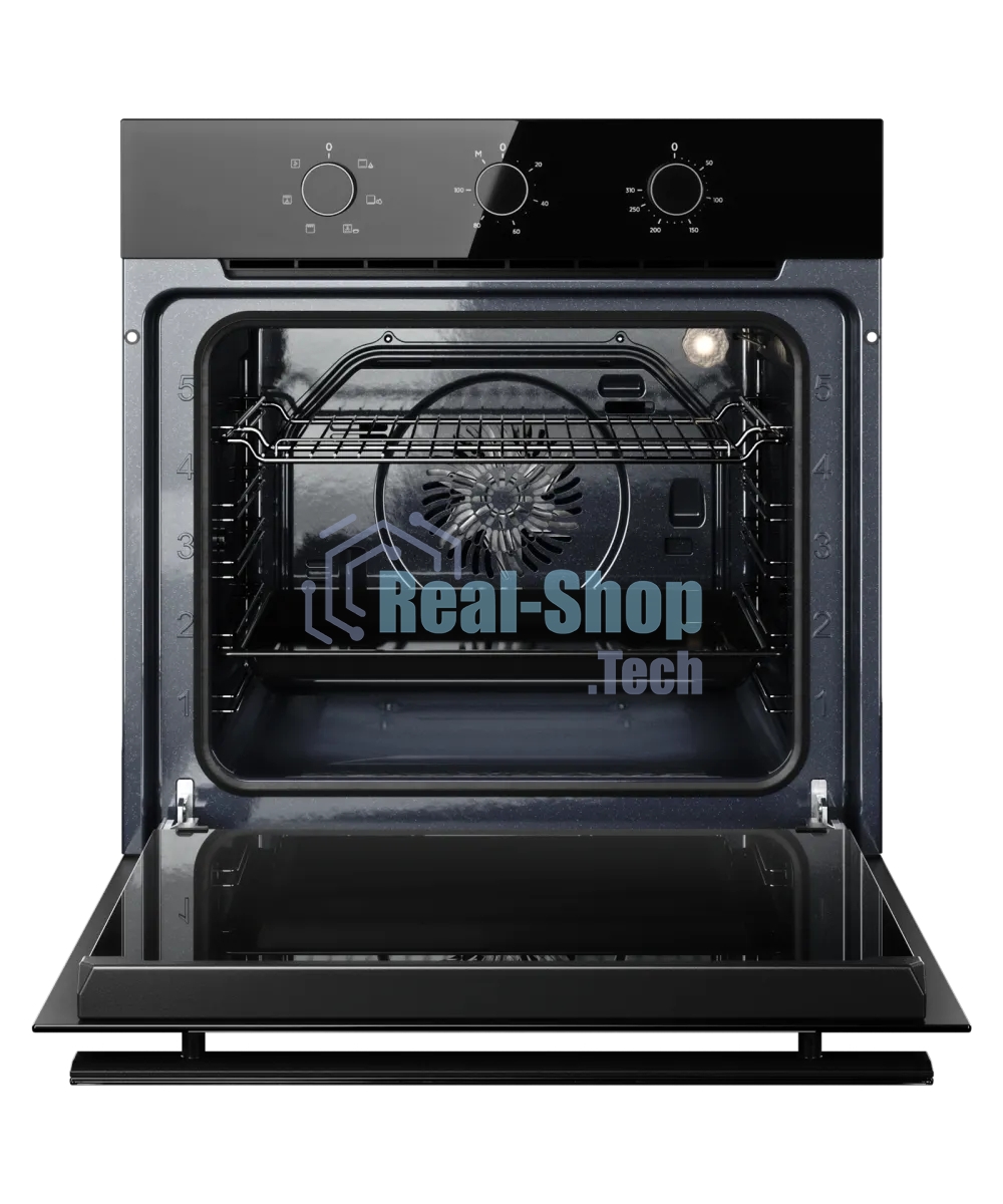 Духовой шкаф Kuppersberg HO 603 Black Glass, High-Tech, 78 л, поворотное управление, таймер, 6 режимов, макс. температура 310 градусов, энергоэффективность А, цвет черный, цвет фурнитуры черный
