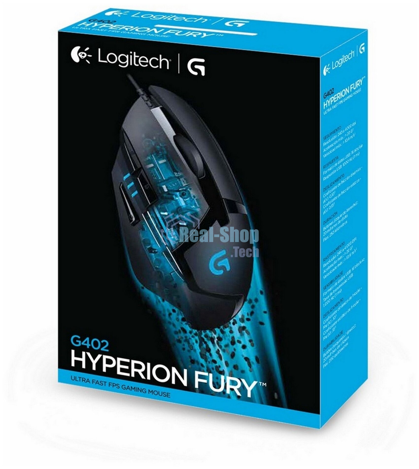 Мышь проводная Logitech G402 Hyperion Fury, черный, 4000 dpi, USB, кнопки - 8