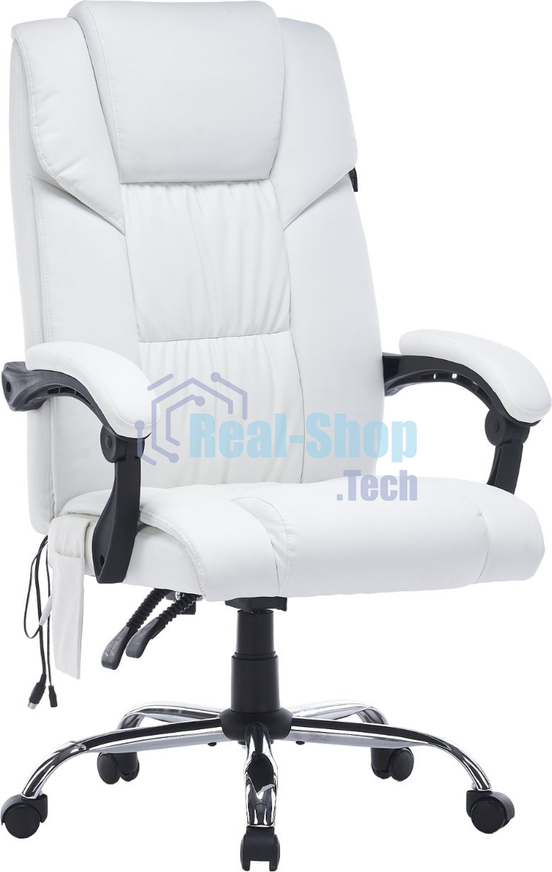 Кресло компьютерное Cactus CS-CHR-OC02M-WT белый, эко.кожа, крестов. сталь