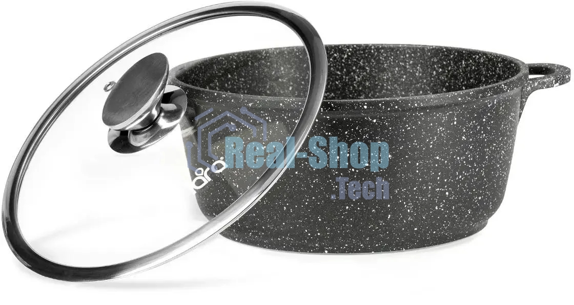 Кастрюля Lara LR02-207 Rio 30 см, 7.3 л, мрамор, капсулированное индукционное дно, крышка