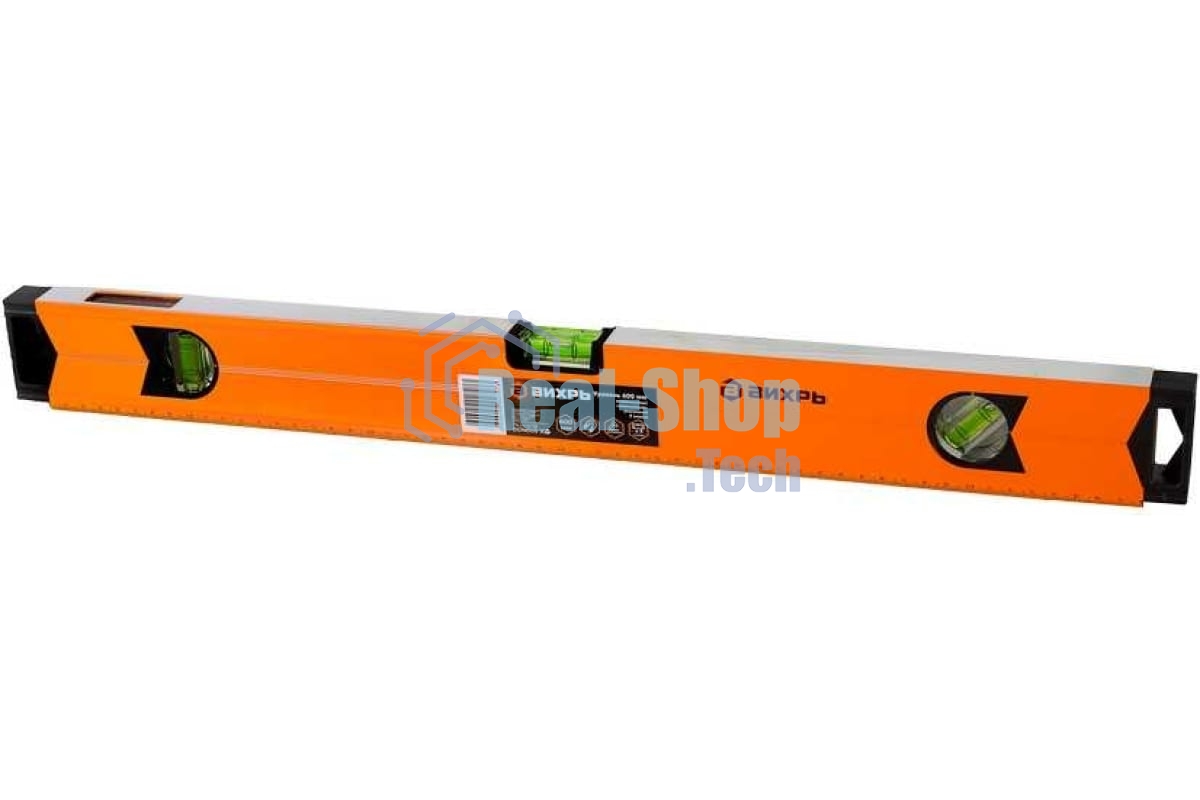 Уровень алюминиевый Вихрь Магнитный 600 мм, фрезерованный, 3 глазка /1 зеркальный/ 73/11/4/18