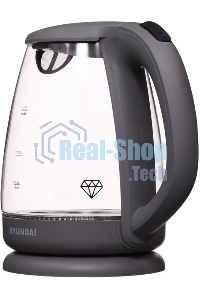 Чайник электрический Hyundai HYK-G1003 1.7л. 2200Вт серый (корпус: стекло)