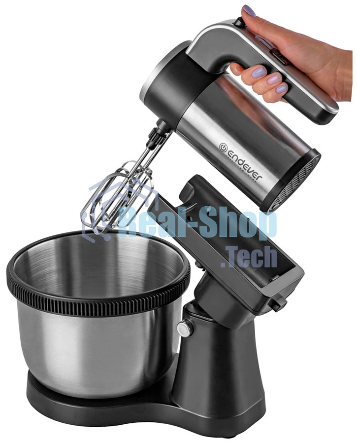 Миксер Endever Sigma-12 c чашей, черный/стальной, 800 Вт, 2 вида насадок, 5 скоростей
