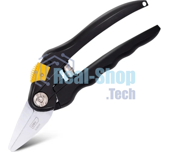 Секатор Deli DL580101 Размер 200 мм. Макс диаметр резки 10 мм. Сталь 55С. Термообработанная поверхность. Полипропиленновая нескользящая ручка.