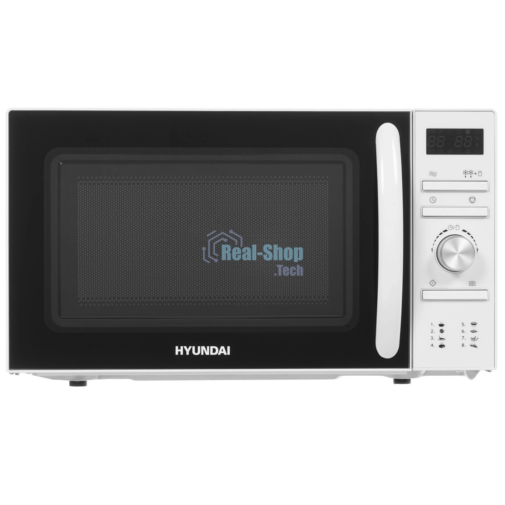 Микроволновая печь Hyundai HYM-D3027 белый, 20 л, 700 Вт, переключатели - поворотный механизм/кнопки