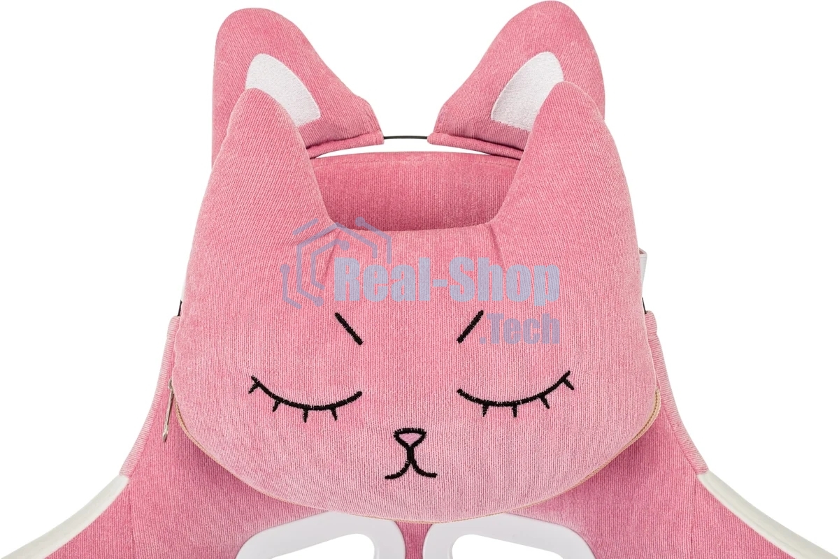 Кресло игровое Knight Kitty W розовый/молочный крестов. пластик белый