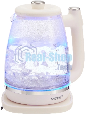 Чайник электрический Vitek VT-WK1072 1.7л. 1800Вт слоновая кость корпус: стекло