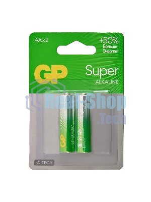 Алкалиновые батарейки GP Super Alkaline G-Tech 15А АA - 2 шт. на блистере