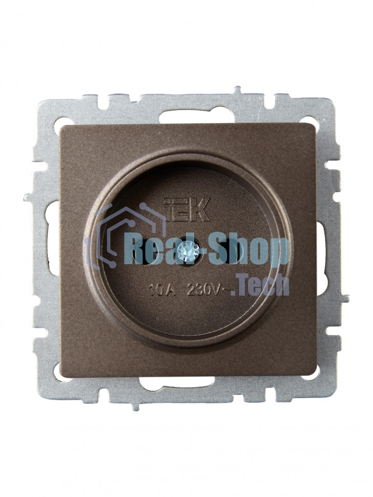 Розетка 1-местная IEK BRITE РС10-1-0-БрТБ без заземления, без защитных шторок, 10А, темная бронза