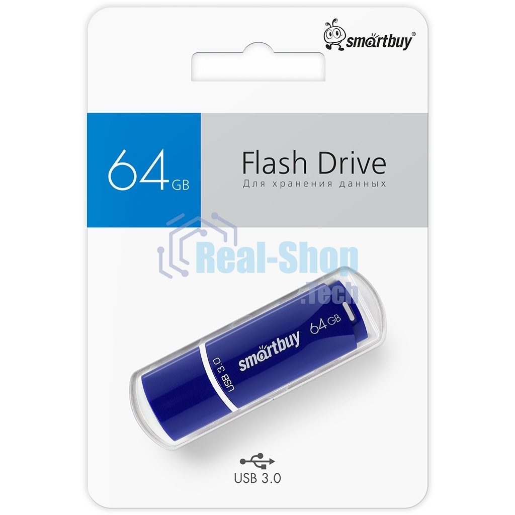 Флешка USB Smartbuy CROWN BLUE (SB64 GbCRW-Bl), 64 Gb, USB 3.0, R/W 75/25, синий
