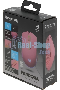 Мышь беспроводная Defender Pandora GM-502 розовый, 3200 dpi, радиоканал, USB, кнопки - 7