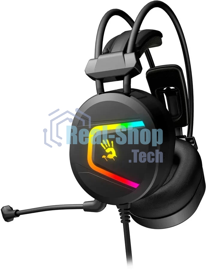 Гарнитура Bloody MC750 чёрный, проводная, USB, подсветка