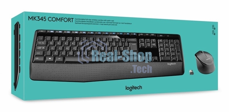 Комплект клавиатура+мышь Logitech MK345 беспроводной, USB, 1000 DPI, чёрный/серый
