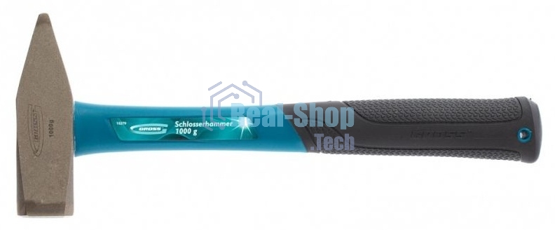 Молоток слесарный Gross 10279 1000 г, квадратный боек, фиберглассовая обрезиненная рукоятка